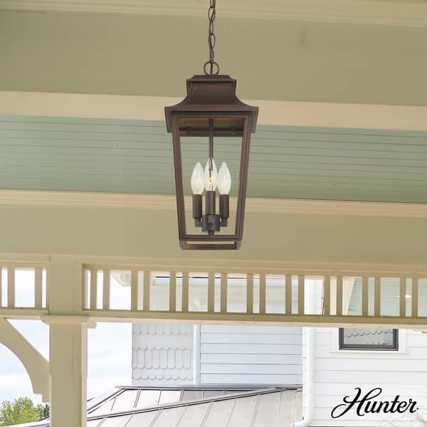 slide 2 of 7, Hunter Spring Cove Outdoor 3 Light 17 Inch Pendant - Traditional - Entryways, Porches, or Outdoor Gathering Spaces Matte Bronze