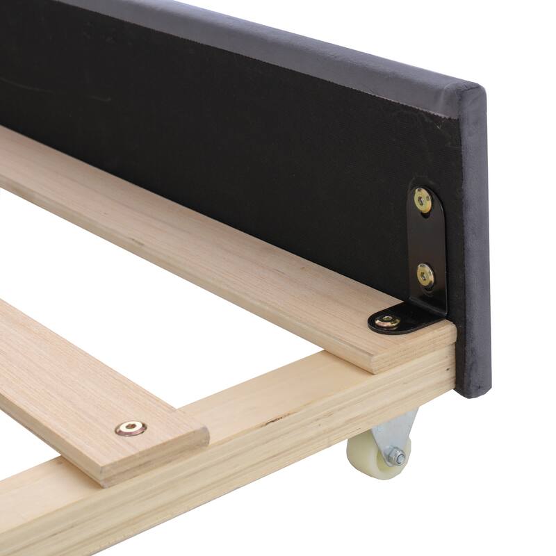 Twin Size Velvet Platform Bed with Pull-Out Trundle, USB Charging Port, Side Drawers And Built-in Storage