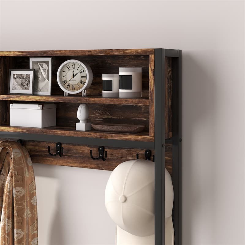 5-in-1 Hall Tree with Bench Coat Hooks and Storage Drawers for Entryway Hallway or Mudroom - 31.5" W x 11.8" D x 70.9" H