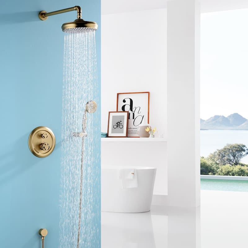 2-Handle 3-Spray Patterns Solid Brass Shower System (Valve Included)