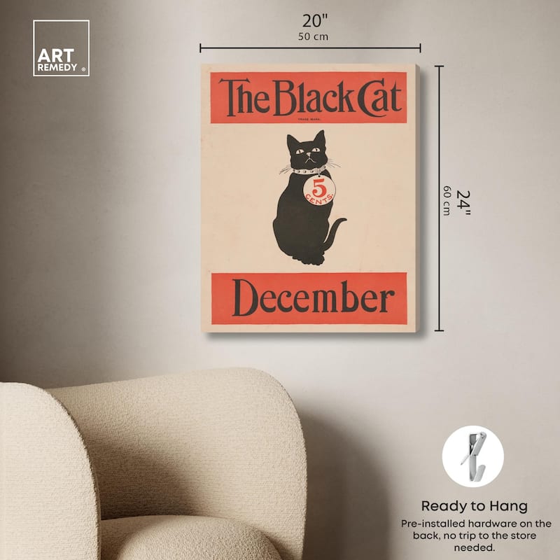 The Black Cat December 1890 Canvas by Art Remedy, Gallery Wrapped