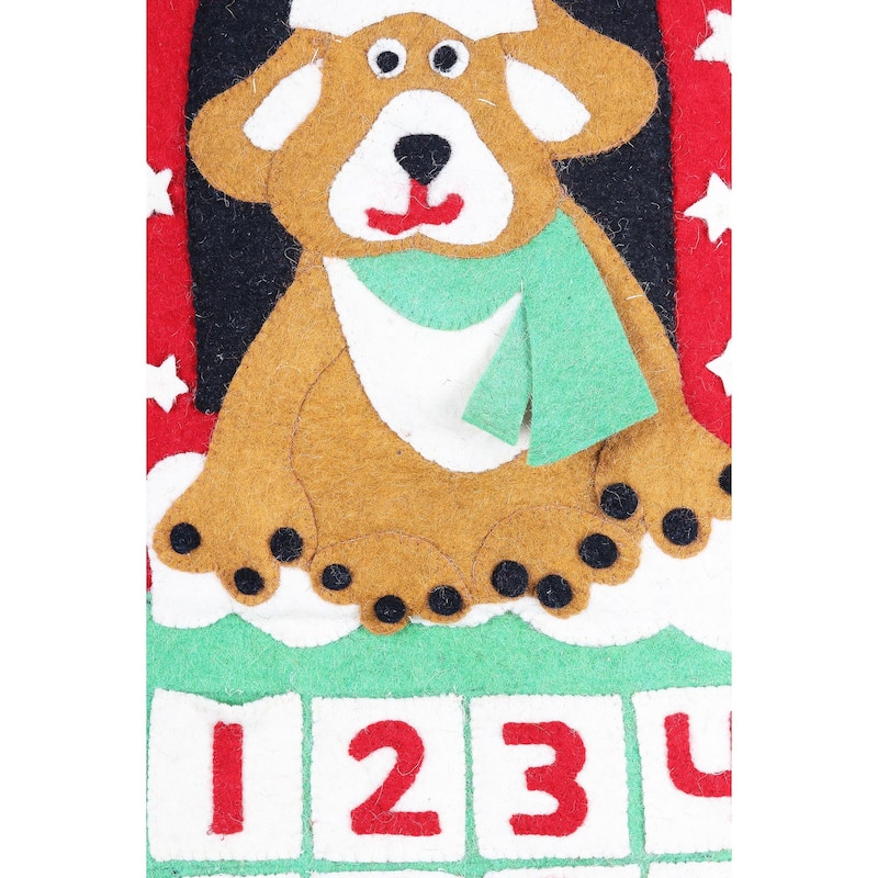 Novica Handmade A Dogs Christmas Wool Felt Advent Calendar