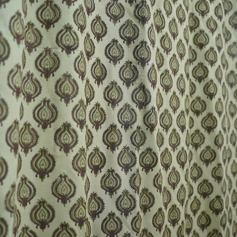 Fabdivine Handmade Block Print Viscose Linen Gift Home Decorative Accent Vintage Curtain or Drape