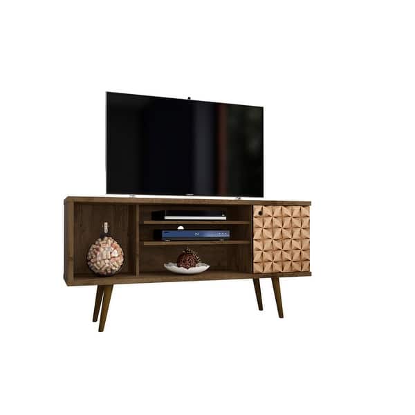 slide 2 of 16, Liberty Mid-century Modern 5-shelf TV Stand Brown