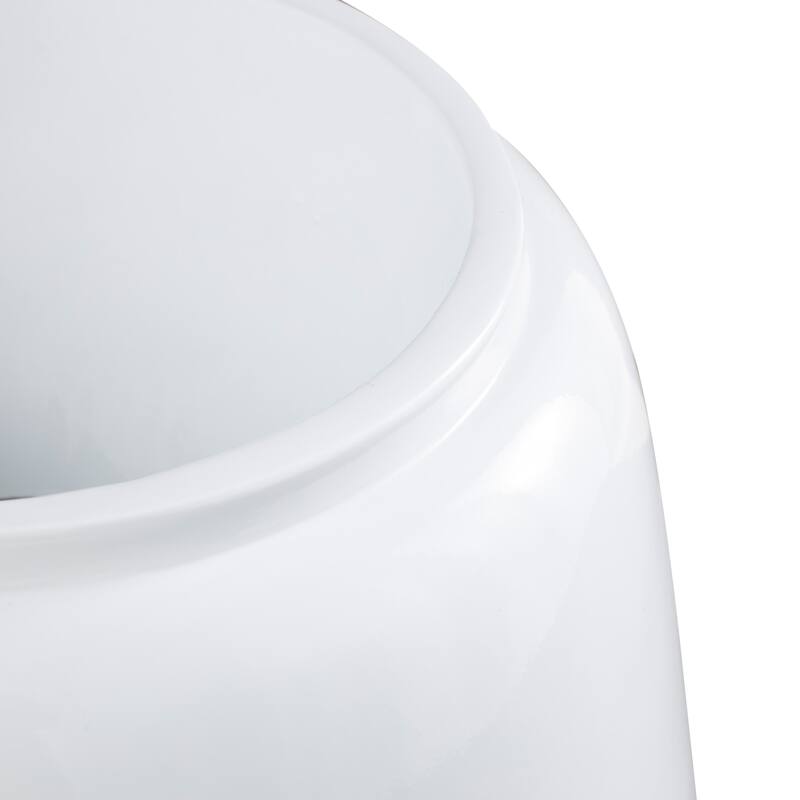 White Resin Short Wide Round Floor Decorative Vase