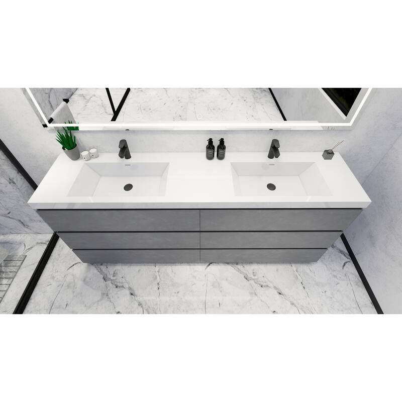 Angeles 84" freestanding bath vanity with dual basin reinforced acrylic top