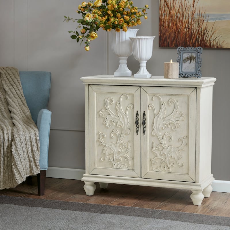 Madison Park Wyatt 2-door carved wood storage cabinet