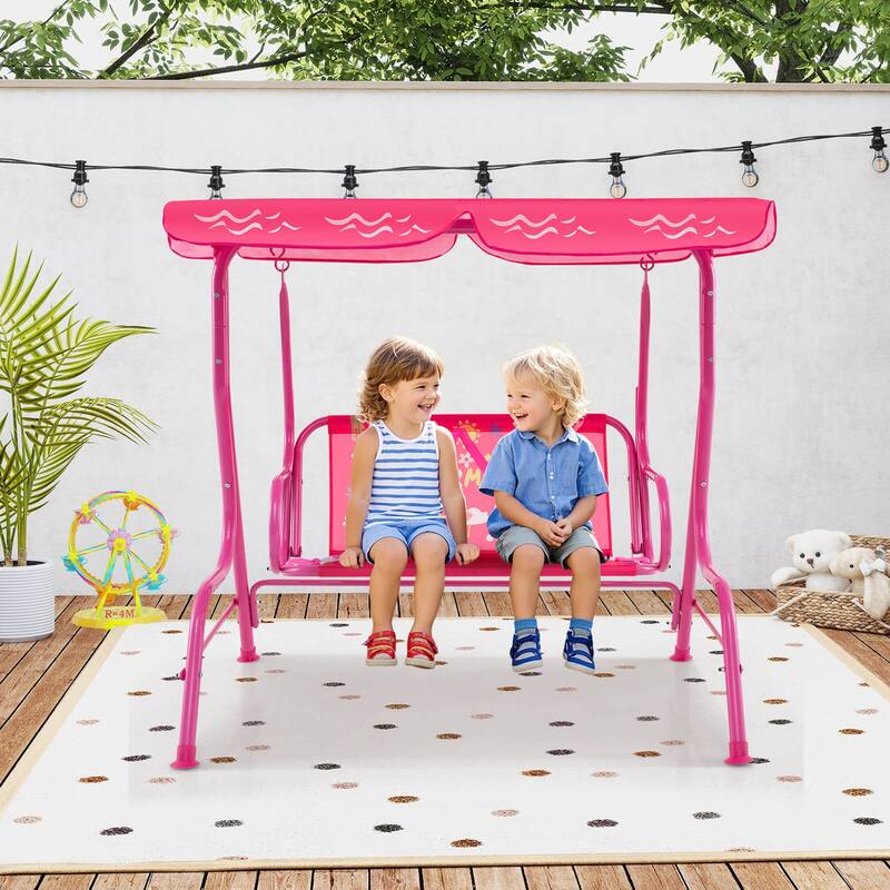 Costway 2-Seater Toddler Porch Swing Chair with Metal Stand Adjustable - See Details