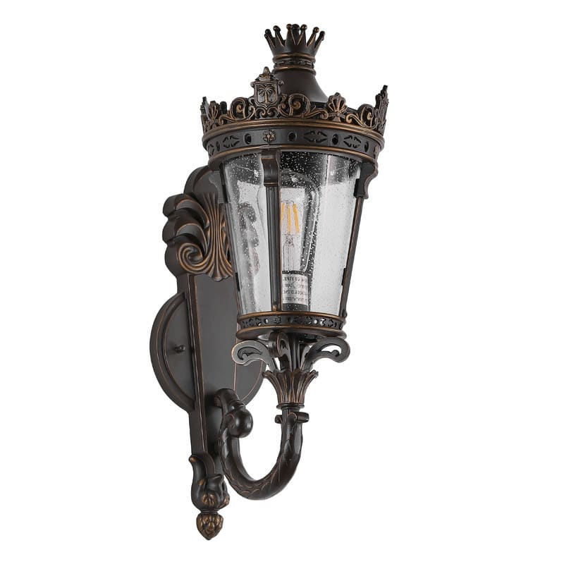 21" Classic Outdoor Wall Lantern - Single Waterproof Exterior Sconce with Crown Top & Clear Glass ( Bulb Not Included)‌