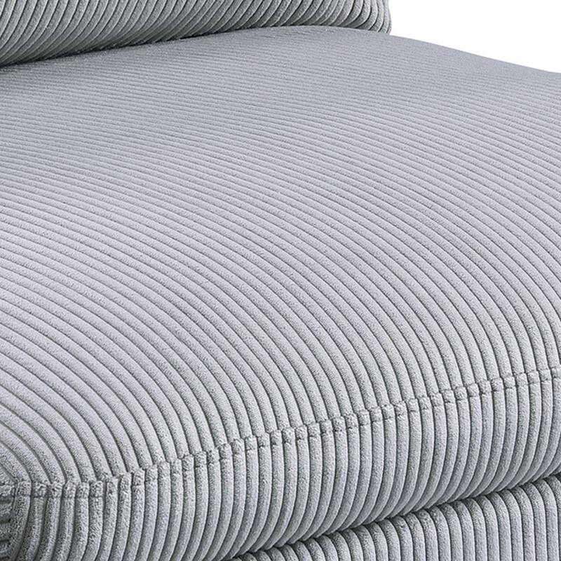 Light Gray Corduroy Upholstered Modular Piece with Low Legs