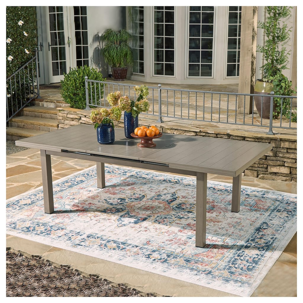 Signature Design by Ashley Beach Front Brown/Beige Outdoor Dining Table with Extension - 71/95"W x 42"D x 30"H