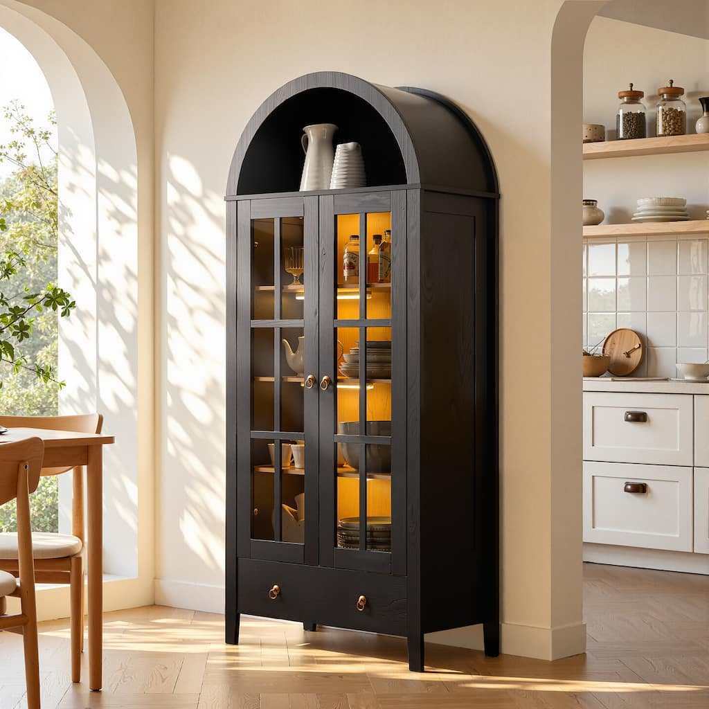 OVIOS Nordic Style Arched Cabinet & Bookshelves