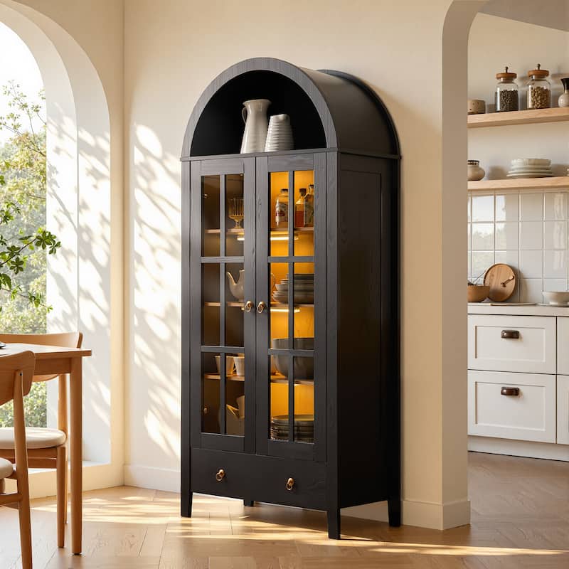 OVIOS Nordic Style Arched Cabinet & Bookshelves - Black