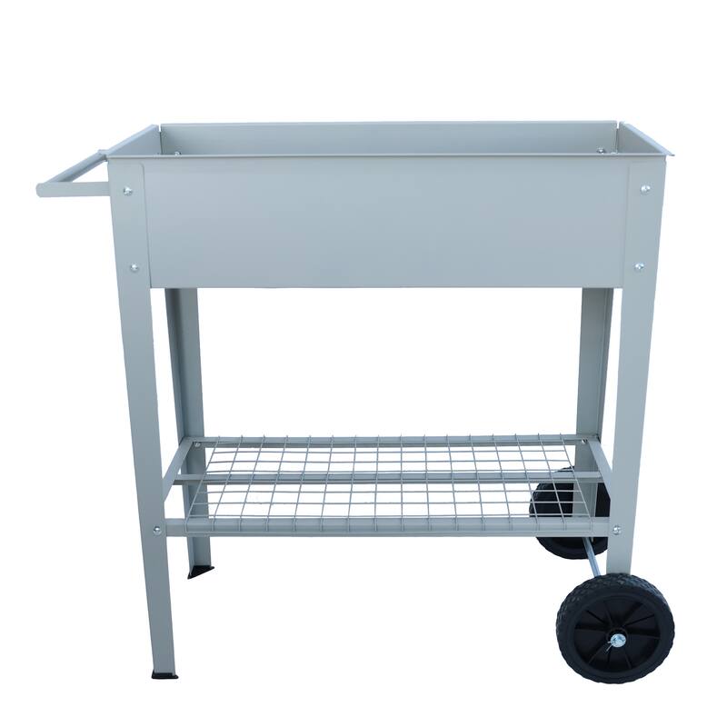 Elevated Rolling Planter - 33" Long Garden Bed, Ergonomic Design, Food-Grade Coating, for Patios, Balconies & Backyard Gardening