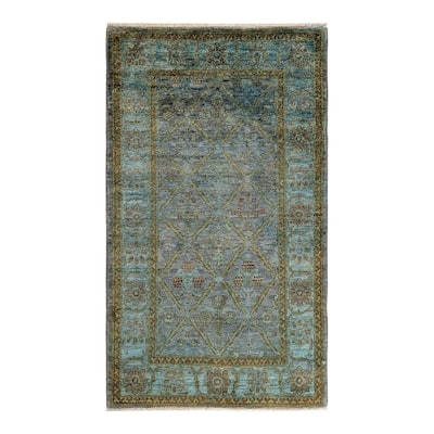 Vibrance, One-of-a-Kind Hand-Knotted Area Rug - Gray, 3' 2" x 5' 2" - 3' 2" x 5' 2"