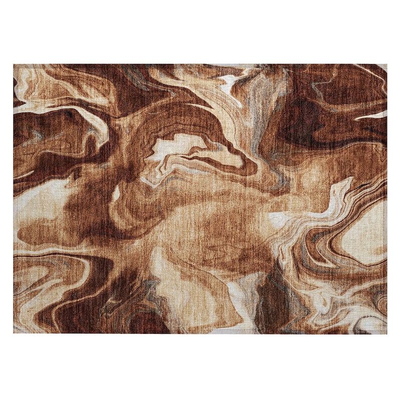 Machine Washable Indoor/ Outdoor Chantille Abstract Motion Rug