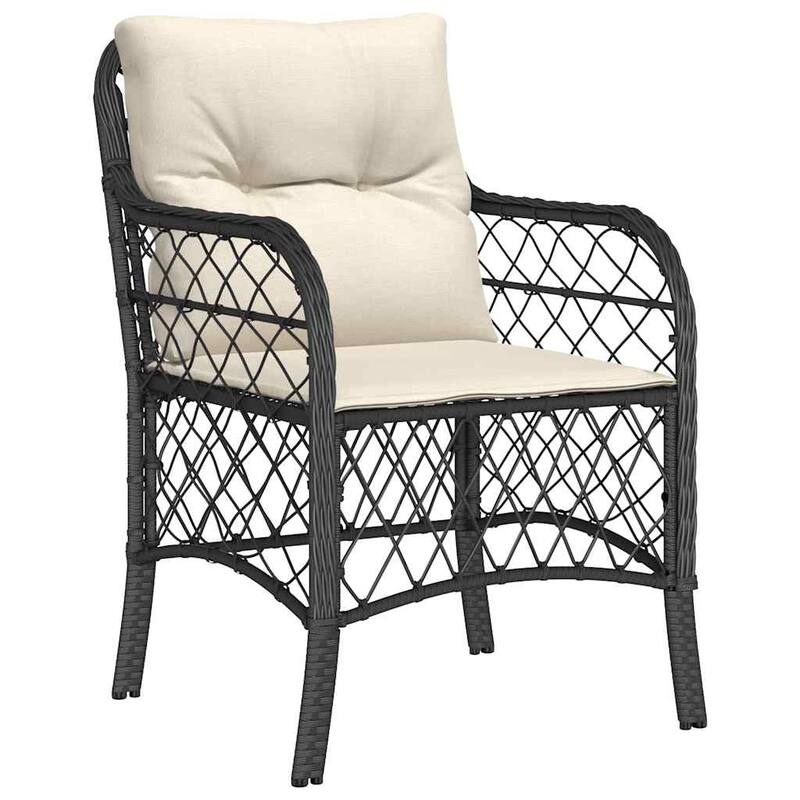 vidaXL Patio Dining Set with Cushions Table and Chair 7 Piece Poly Rattan