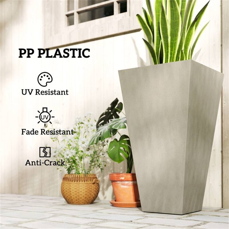 Square Garden Bed Planter for Herbs, Flowers, and Vegetables - 15.75" L x 15.75" W x 28" H