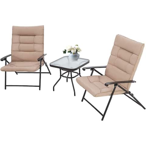 SUNCROWN 3 Piece Outdoor Patio Folding Chairs