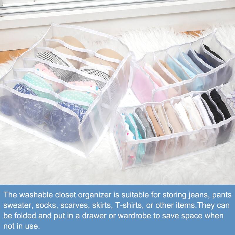 T-shirt Compartment Storage Box for Jeans, Scarves, Flower White - Flower White