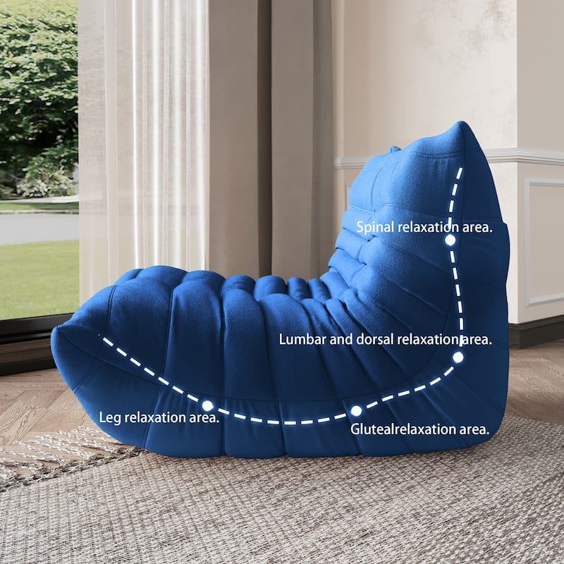 Single Lazy Sofa Teddy Fabric Soft Sponge Lounger Bean Bag Chair
