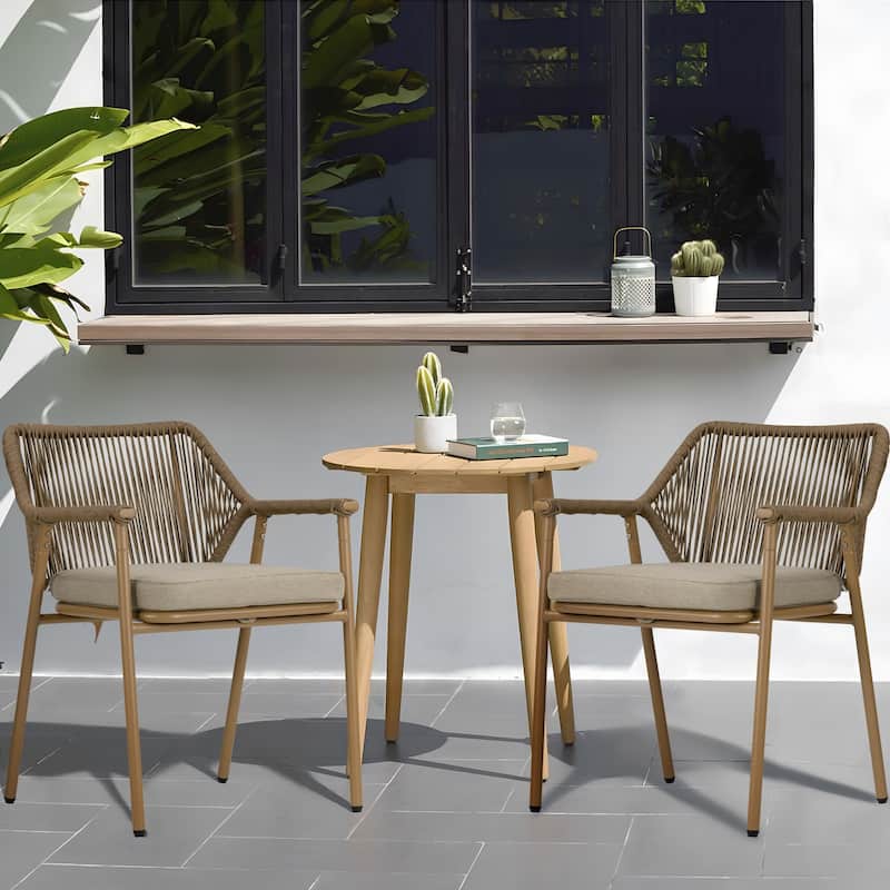 Set of 2 Bisera Brown Outdoor Dining Chair with Arms