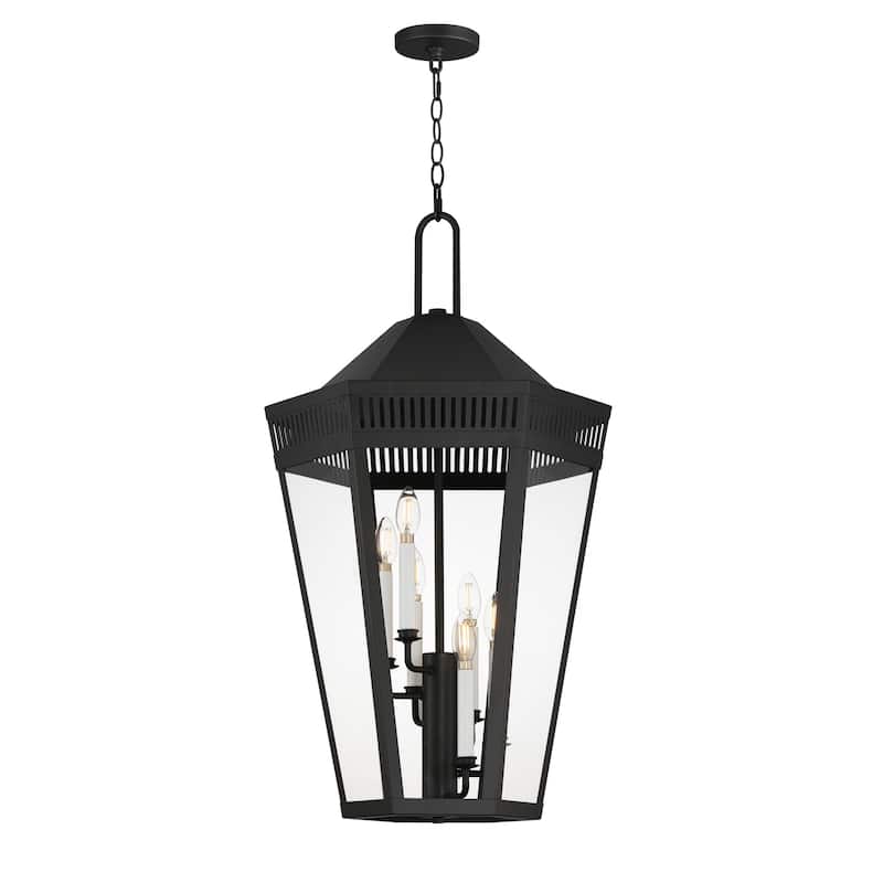 Maxim 30598CL Oxford 6 Light 17" Wide Outdoor Taper Candle Pendant - Black