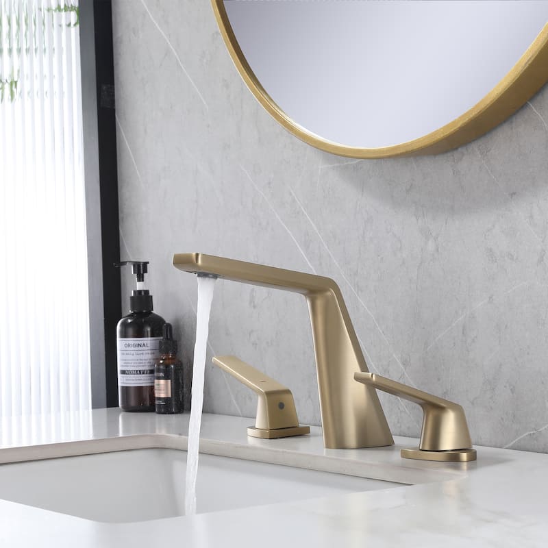 Widespread Deck Mount 2-Handle Bathroom Faucet with Pop Up Drain
