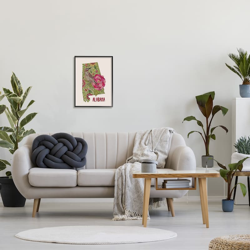 Stupell Intricate Alabama Camellia Flower Bird Detailed Pattern Framed Wall Art, Design by Valentina Harper