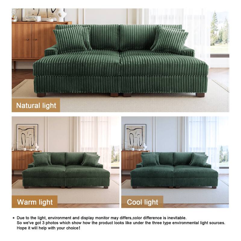 Modular Armchair and Ottoman Set with Adjustable Headrest, Flannel Upholstery