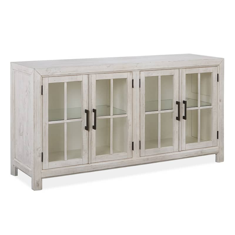 Magnussen Home Bronwyn Alabaster And Toasted Nutmeg Buffet Curio - 66''W x 19''D x 34.5''H - 66''W x 19''D x 34.5''H - Alabaster