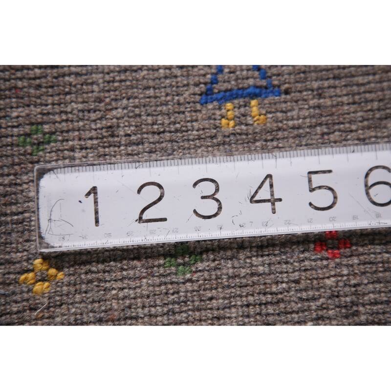 Gray Gabbeh Oriental Hand-Knotted Tribal Wool Carpet - 9'2" x 11'9"