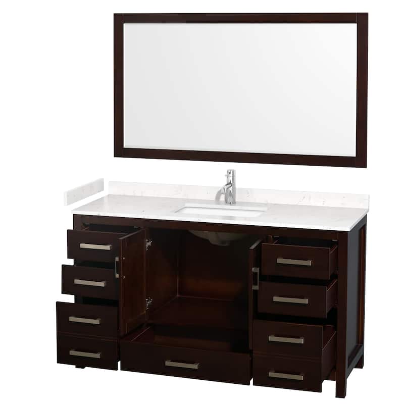 Wyndham Collection Sheffield 60" Single Bathroom Vanity, Carrara