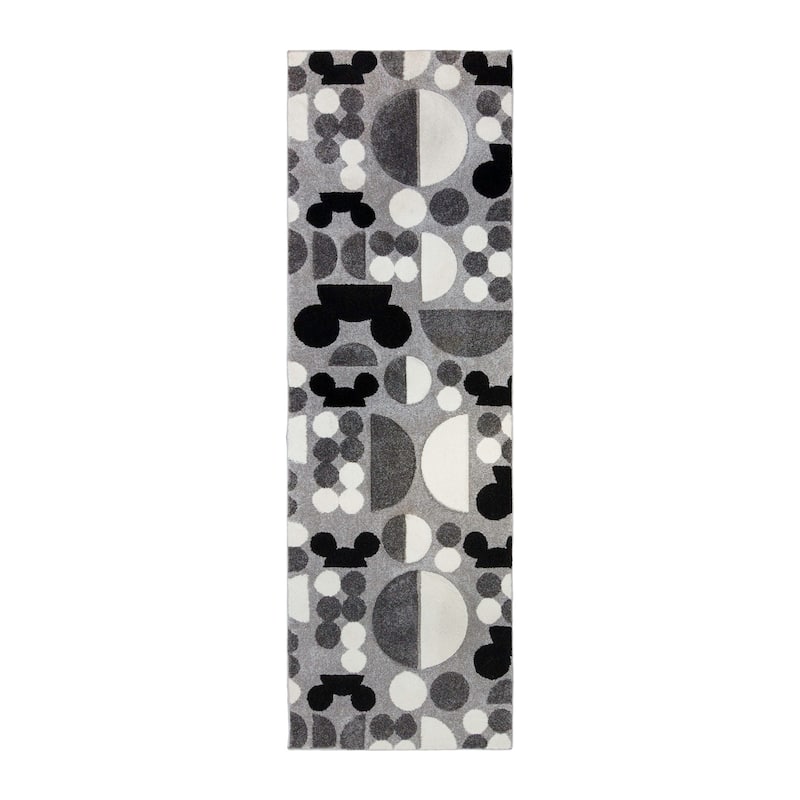 Licensed Disney Mickey Mouse Bravo Encore Modern Geometric Spheres Grey/ Ivory Indoor Area Rug