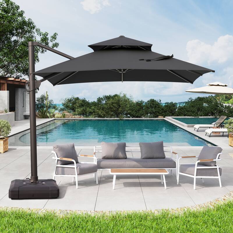 VredHom Patio Cantilever Offset Umbrella 360 degrees Rotation