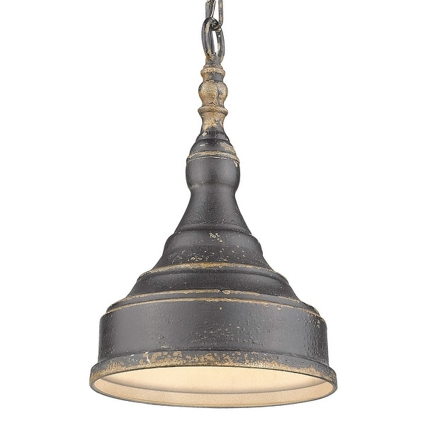 slide 2 of 4, Golden Lighting Keating 9" Wide Mini Pendant Antique Black Iron