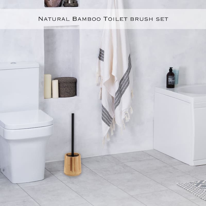 5-Piece Bathroom Accessory Set Bamboo Natural Decor