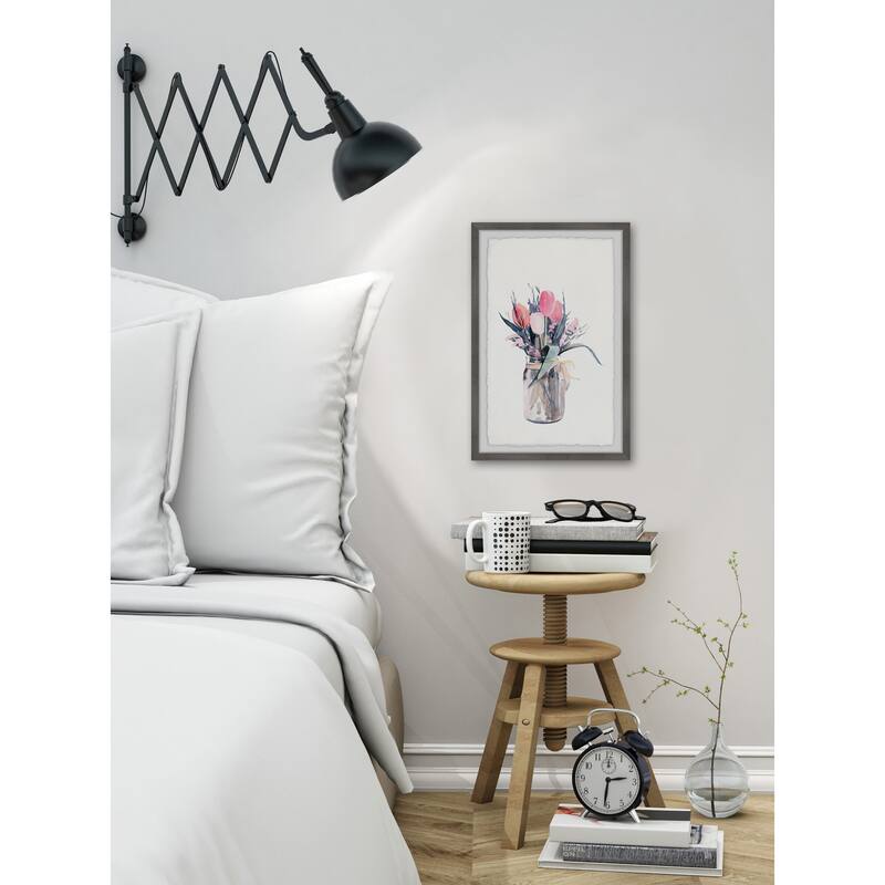 Jar of Tulips Framed Wall Art, Elegant Home Touch - Sophisticated Artwork for Refined Décor