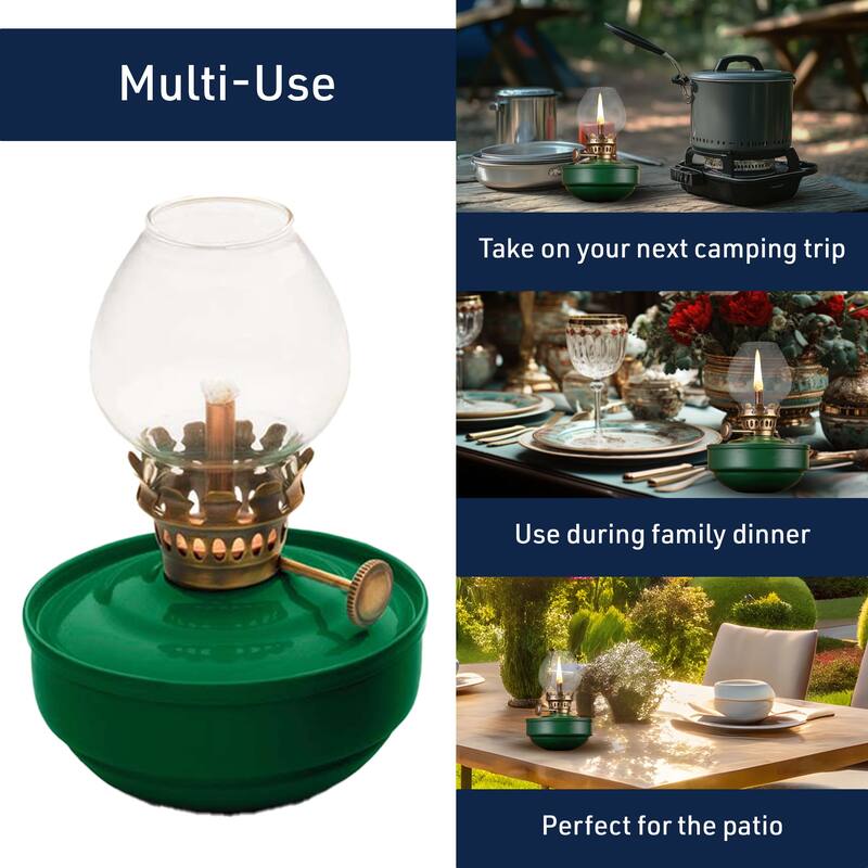 Kings County Tools Oil Lamp with Naval-Style Body and Brass Accents, Green