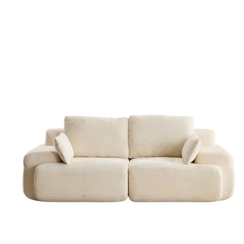 Oversize Memory Foam Compressed Deep Seat Couch Loveseat Sofa Pet-Friendly Corduroy 2 Seater Modular Sectional Sofa, No Assembly