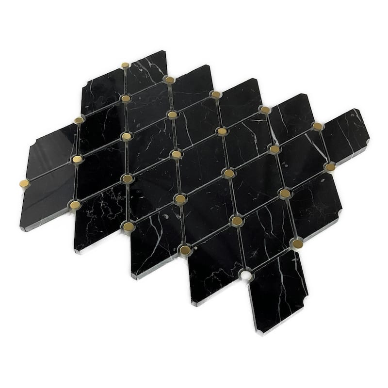 Natural Marble Diamond & Gold Metal Circle Mosaic Wall Tiles