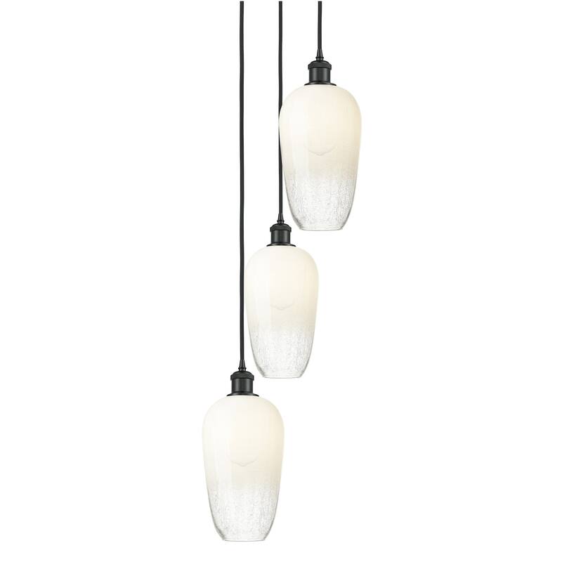 Innovations Lighting 113B-3P-46-14 Brookhaven Flute Pendant Brookhaven - Matte Black / Opal