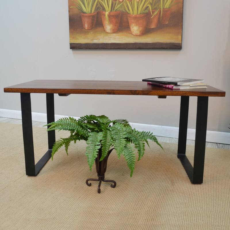 Solid Rectangular Wooden Bench - 40" - Chestnut Brown and Black