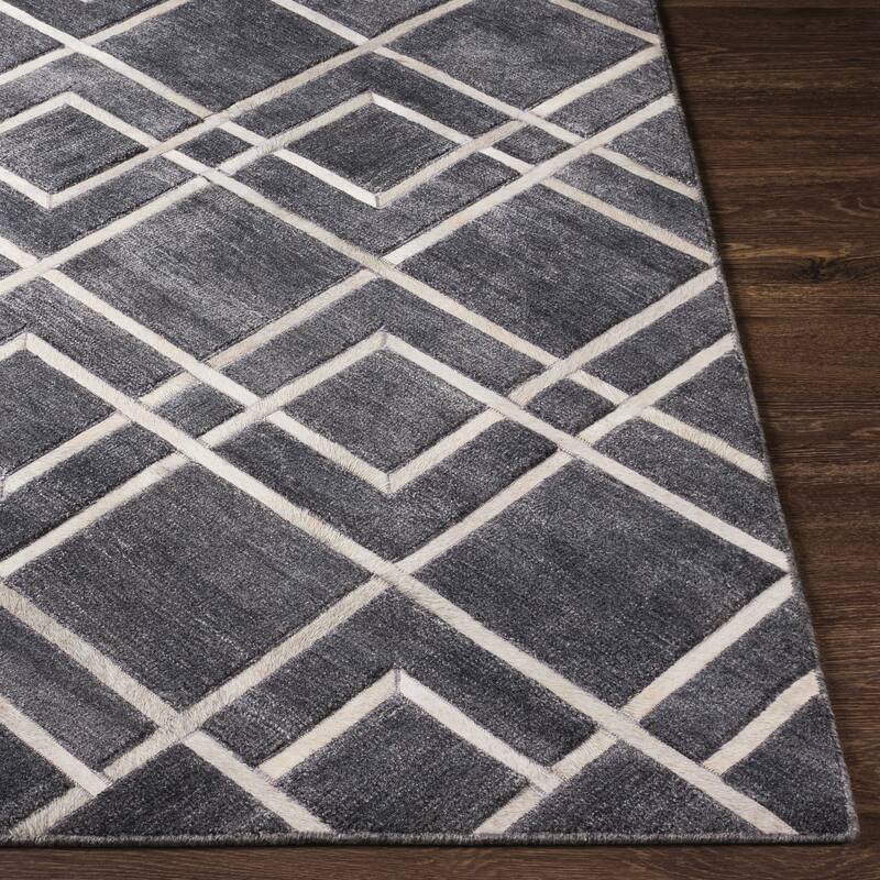 Shua Modern Diamond Viscose & Hair-on-hide Area Rug