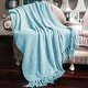preview thumbnail 77 of 140, Knitted Tweed Couch Throw 60" x 80" - Aquamarine