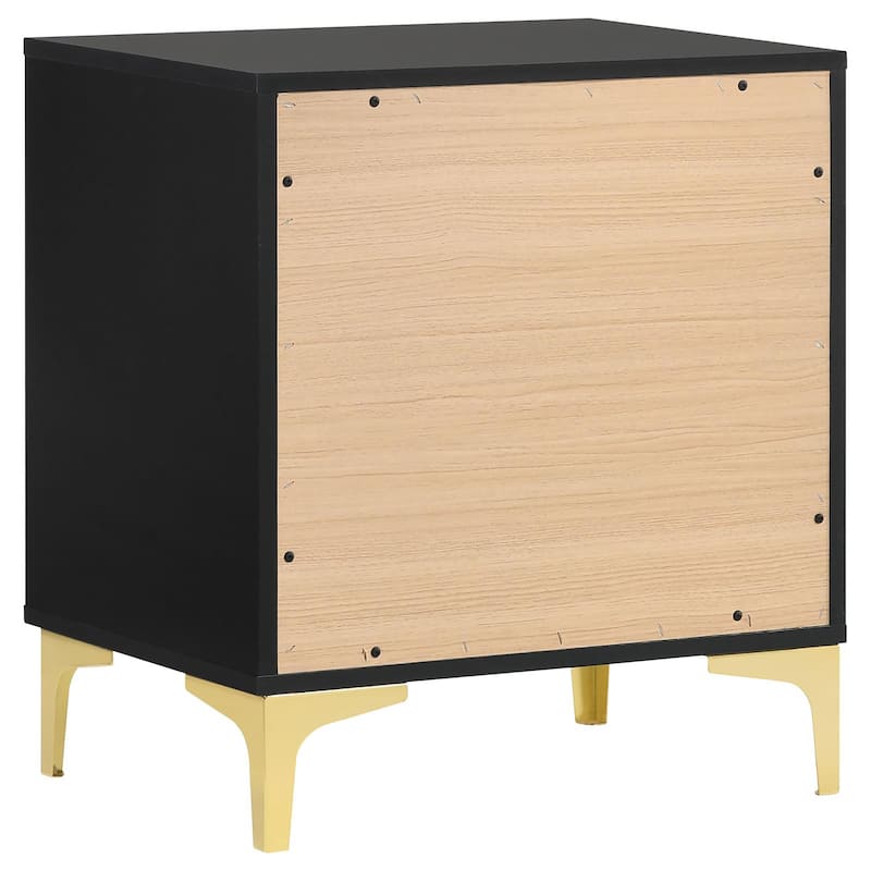 Rectangular Nightstand with 2 Drawers, Bedroom Storage Cabinet with Metal Handles, Accent Cabinet with Metal Legs