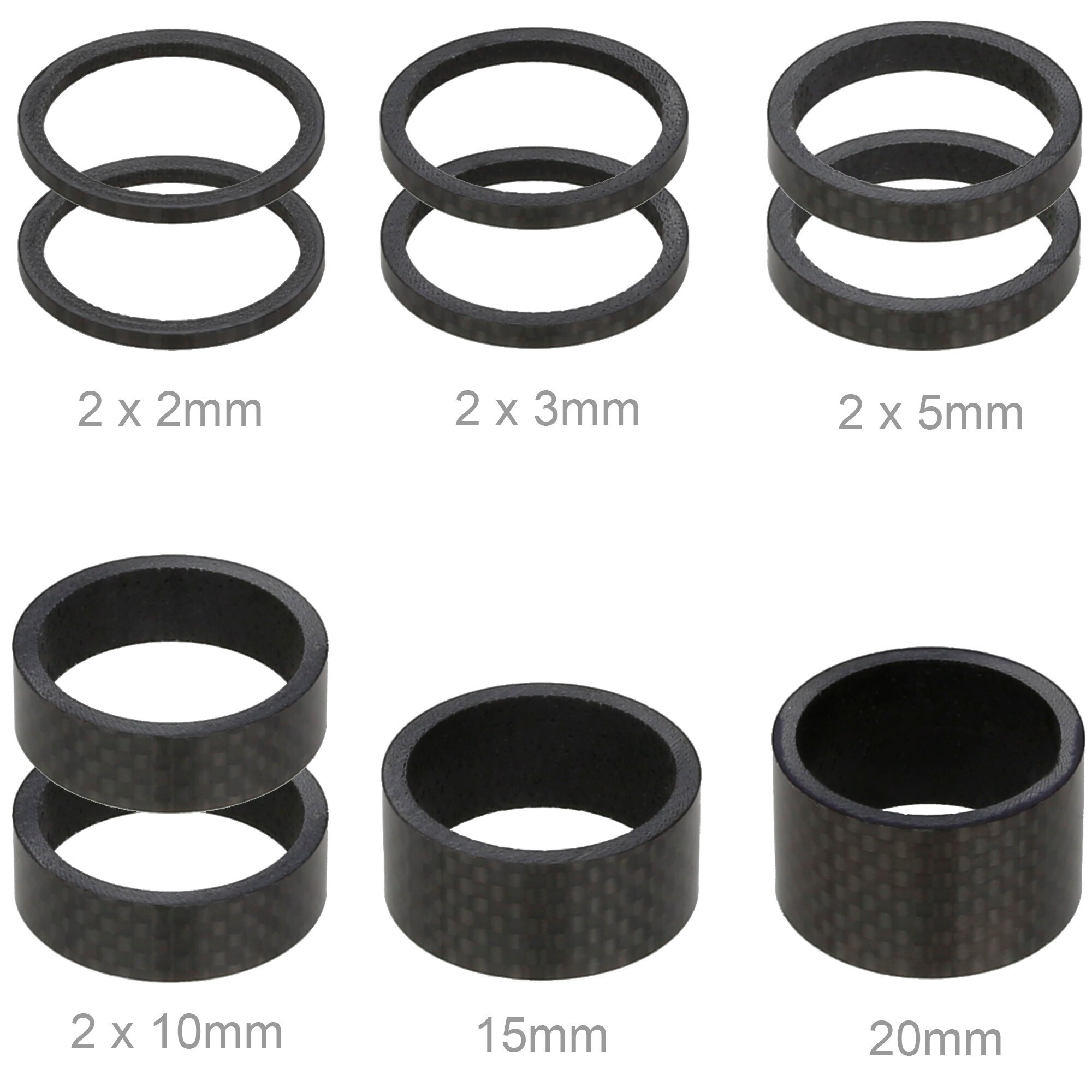 5 20mm 15 10 3 Carbon Bike Headset Spacers 1-1//8/" 10PCS Kit Set 2