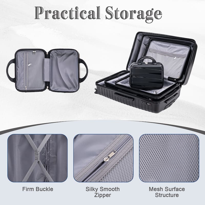 14IN 20IN 24IN 28IN 4 pcs/set in PP Spinner Wheel Luggage, Carry on Suitcase, Iron Pull Rod, Combination Password Lock