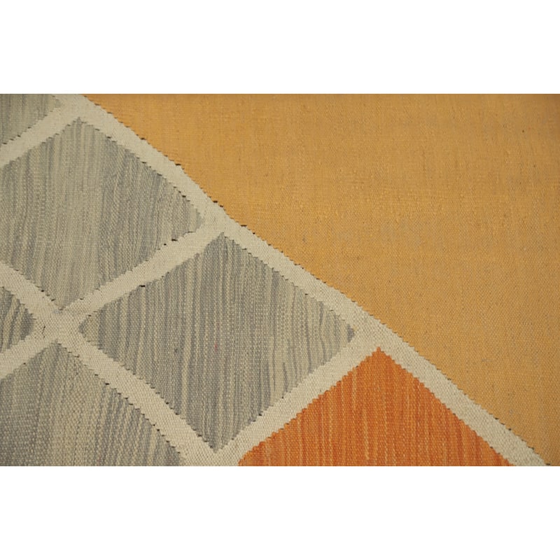 Hand Woven Oriental 100% Wool Carpet Southwestern All-Over Greys & Charcoal Kilim Area Rug - 9' 7'' X 8' 1''