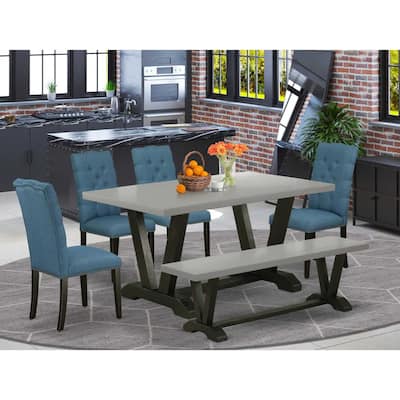 6-Piece Rectangle Natural Oak Finish Solid Wood Top Dining Table with 1-Bench, 4-Chairs with
